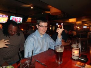 John enjoying his beer